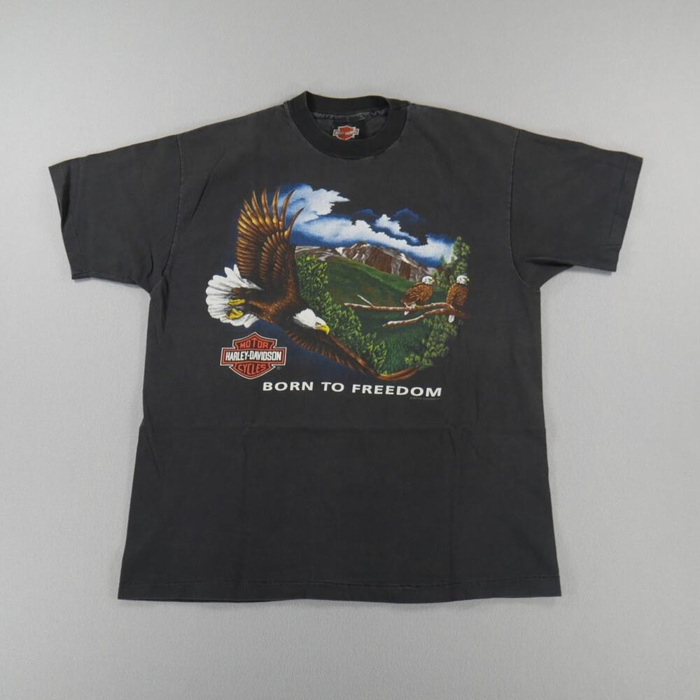 Vintage 1992 Harley Davidson American Eagle New Hampshire Graphic Single Stitch